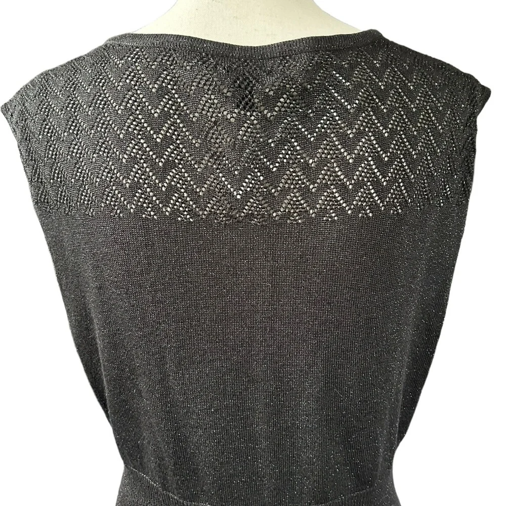 Apt. 9 Black Sparkly Knit Dress Sleeveless V-Neck LBD Evening Holiday Large NWT